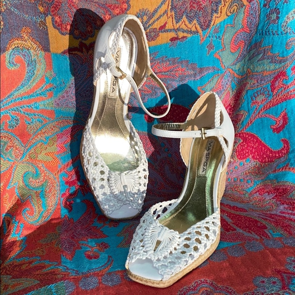 Via Spiga woven leather platform heels v-kiss